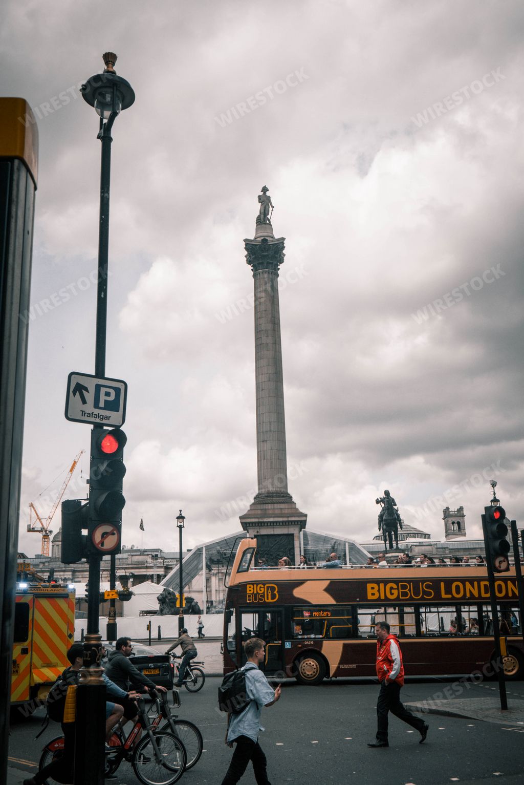 A vertical shot of Nelson's column in London