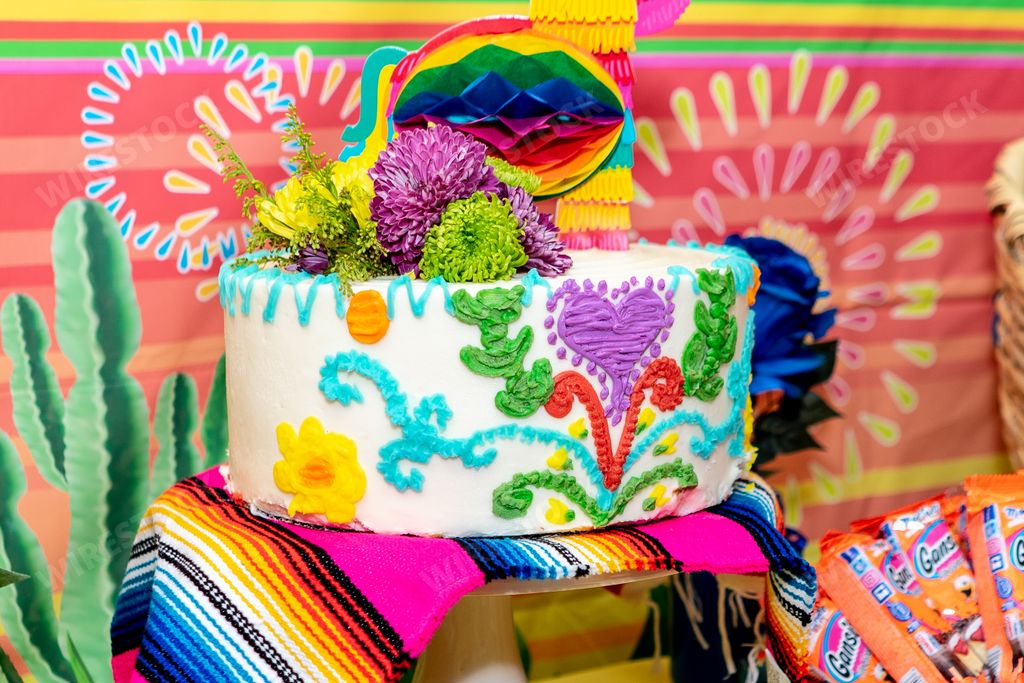 The colorful decorations at high school graduation party