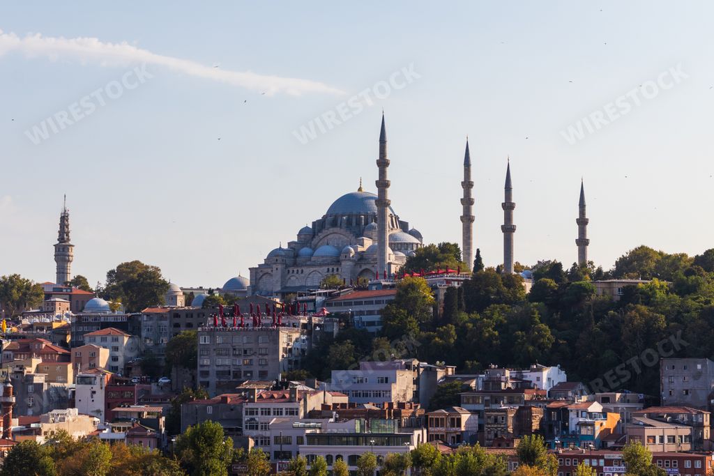 The Suleymaniye Mosque in Istanbul, Turkey on a sunny day