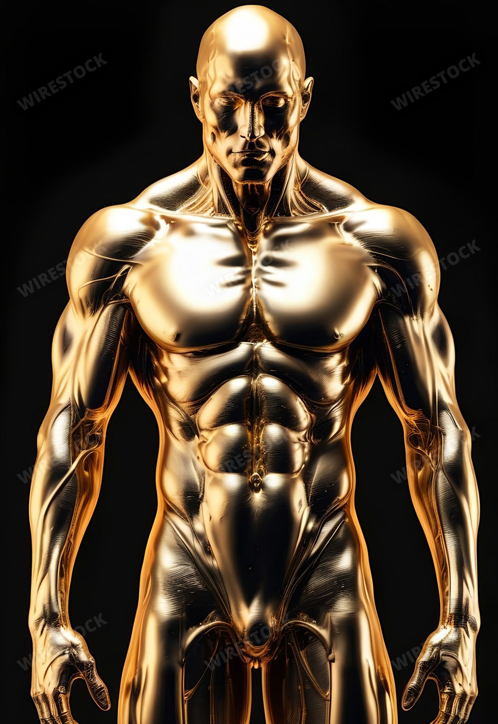 An AI generated illustration of a golden male figure with athletic and masculine body