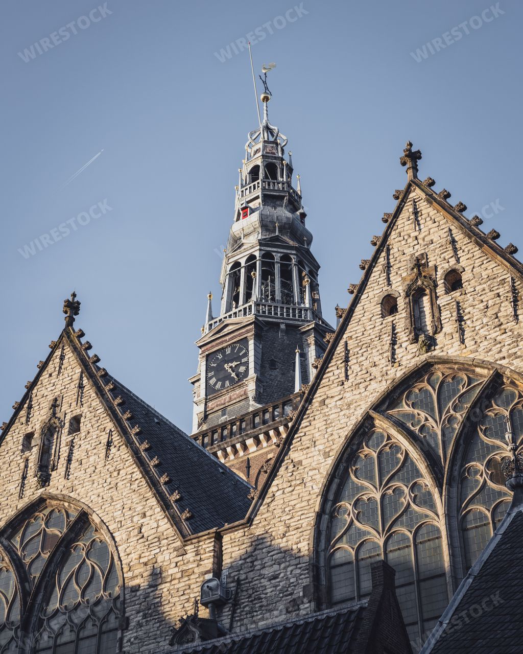 The Oude Kerk church in De Wallen district of Amsterdam's red light district in Netherlands
