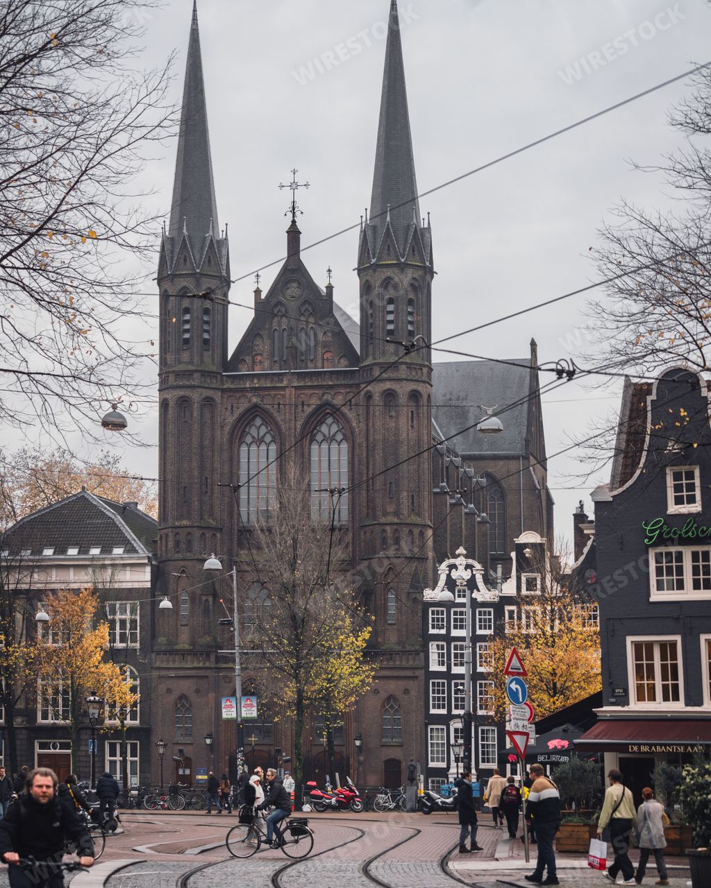 Amsterdam, Netherlands - November 28 2022: De Krijtberg Roman Catholic church in the Singel district of Amsterdam.