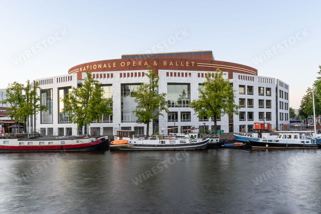National Opera and Ballet Theatre in Amsterdam, alongside the river Amstel.