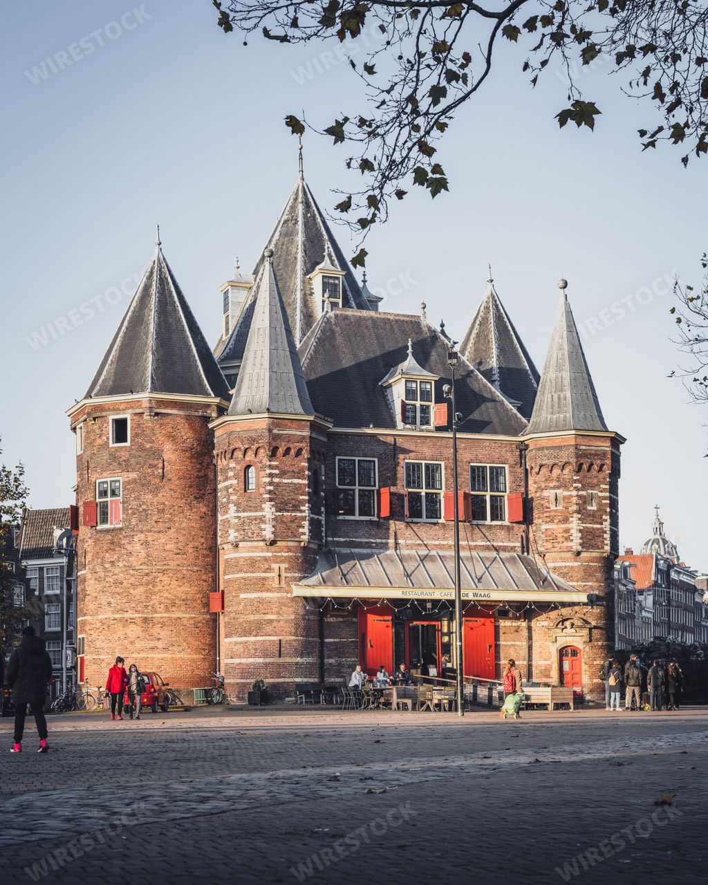 The Waag in Nieumarkt on an autumn day in Amsterdam, Netherlands