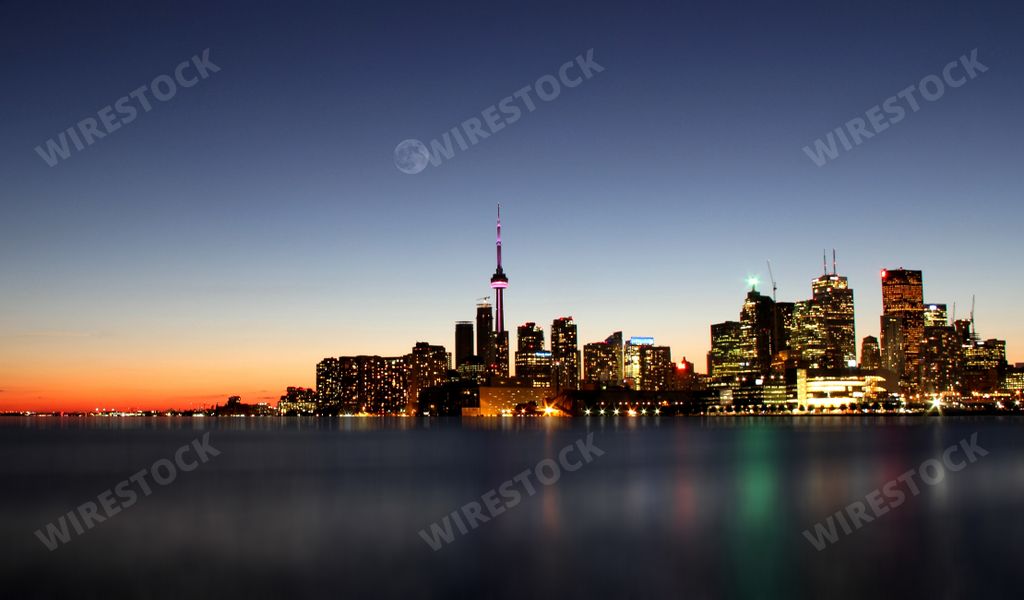 The skyscrapers of the city of Toronto during a sunset