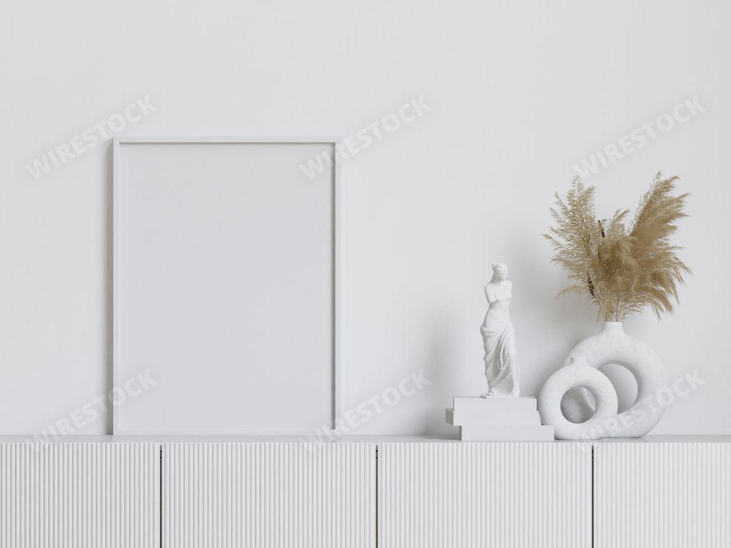 A 3D illustration of a cozy, modern, minimalistic living room design
