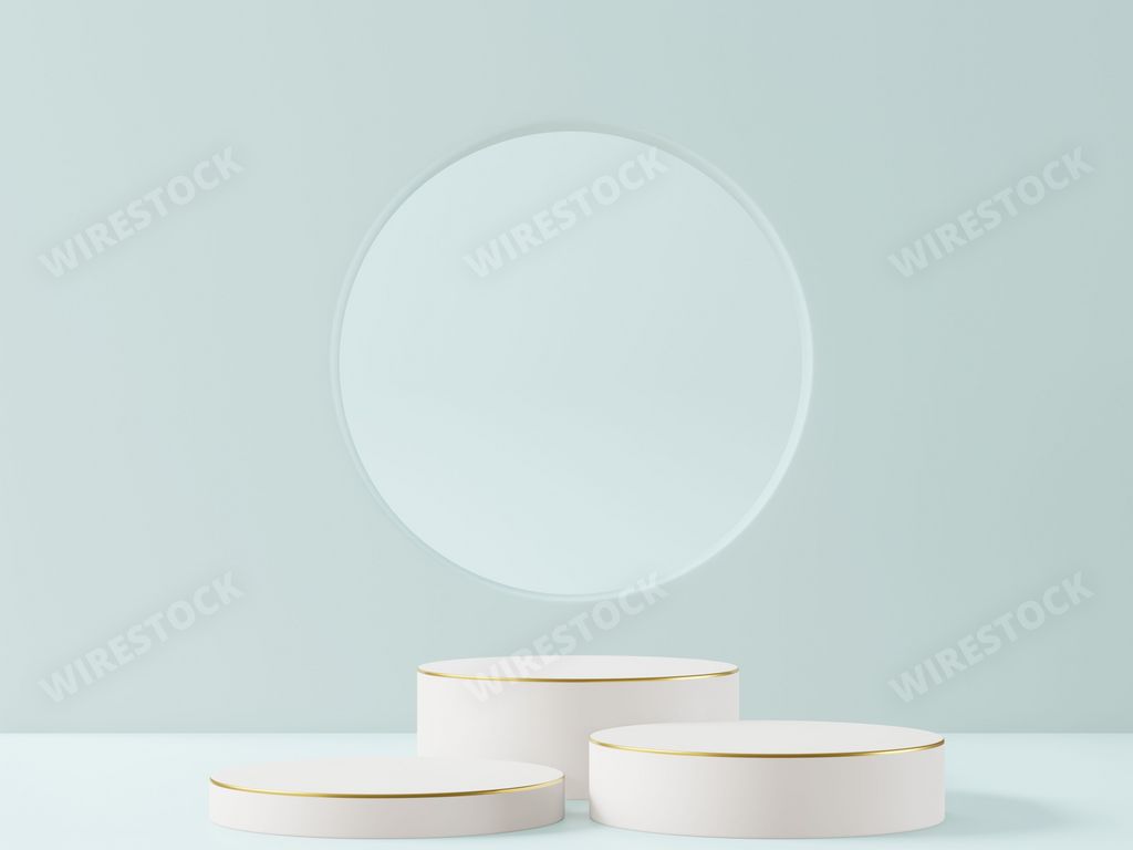 A 3D rendering of a Cosmetic podium background for product presentation
