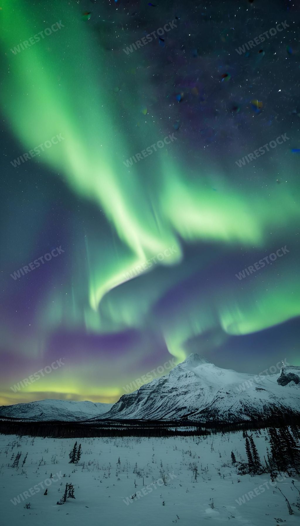 An AI generated illustration of the Majestic sight of an aurora borealis in the night sky