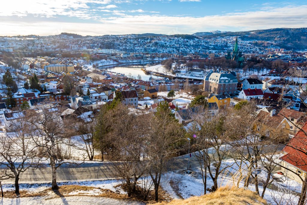 A beautiful view of the cityscape during winter in Trondheim, Norway