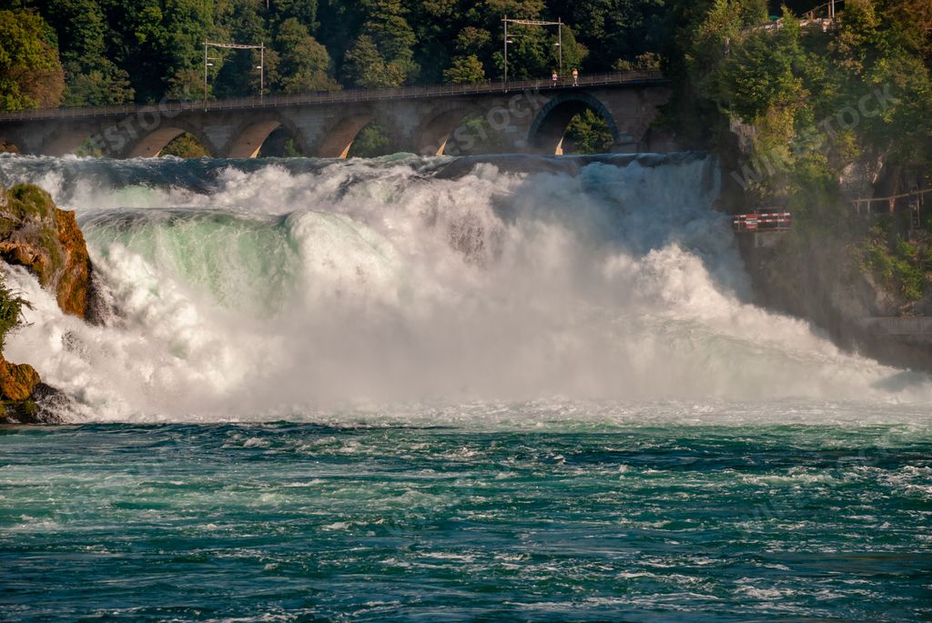 A natural view of the Rheinfall Waterfall in Schaffhausen, Switzerland