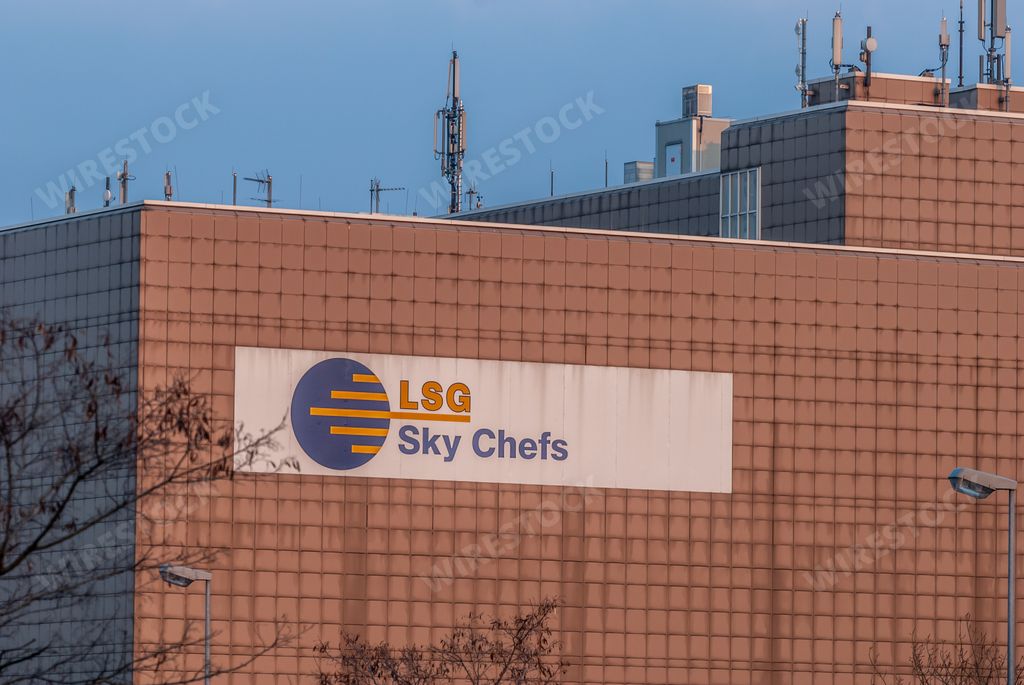 LSG Sky Chefs Building at Frankfurt airport Germany during sunset