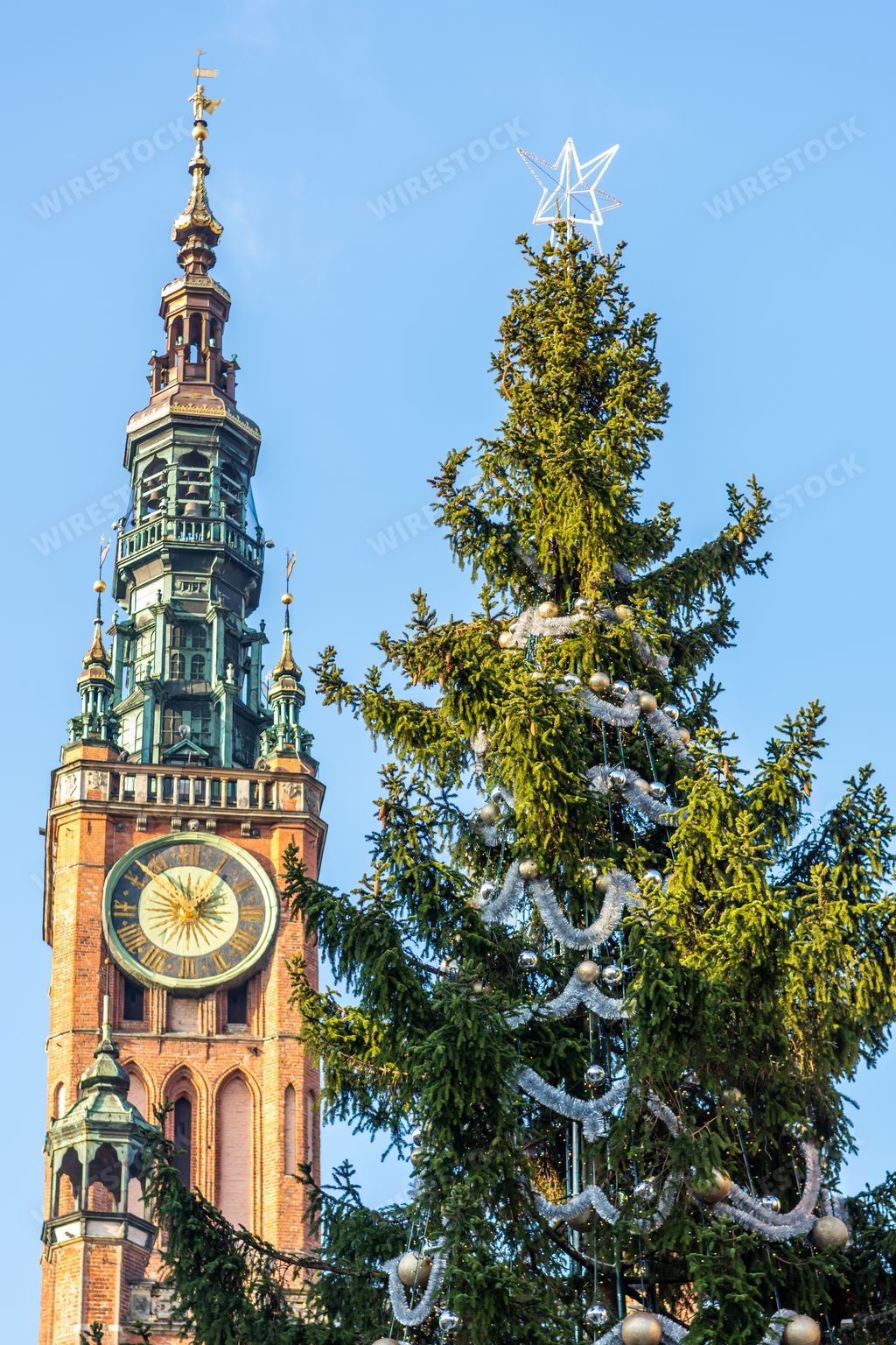 A vertical shot of a building in Gdansk (Danzig) port city on the Baltic coast of Poland