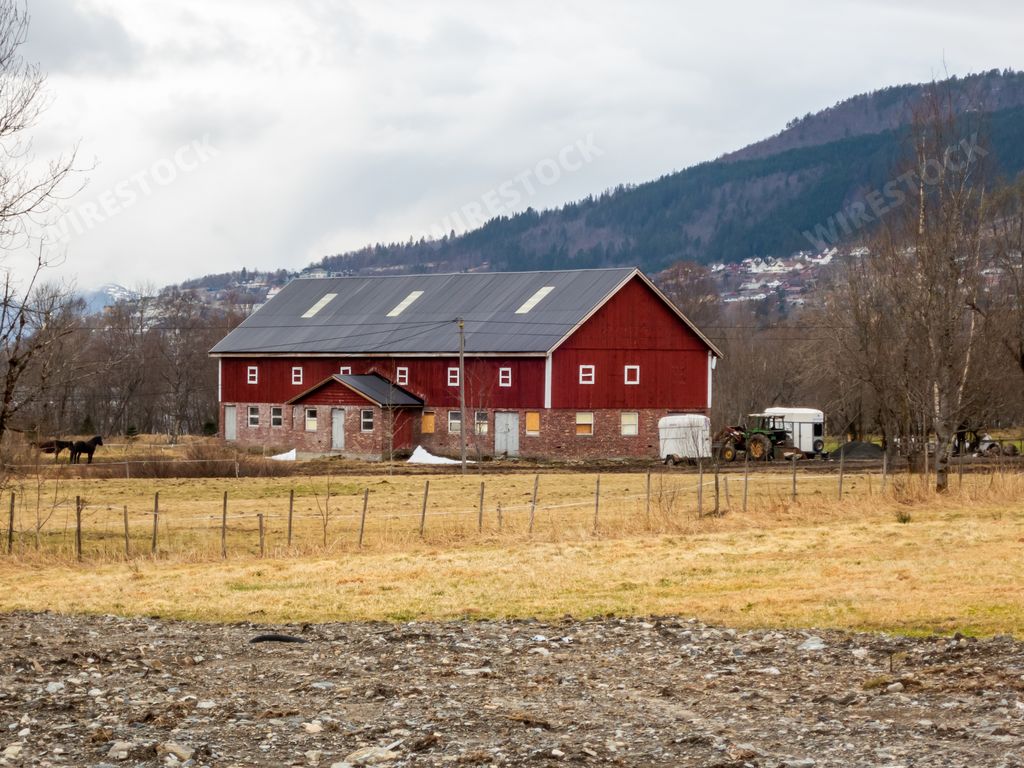 An old wooden house in Volda, Norway during winter