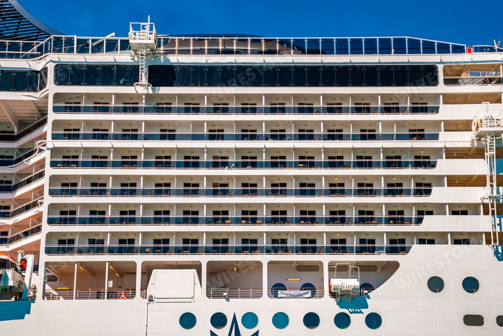 The huge cruise ship MSC Fantasia in the harbor of Palma de Majorca, Spain