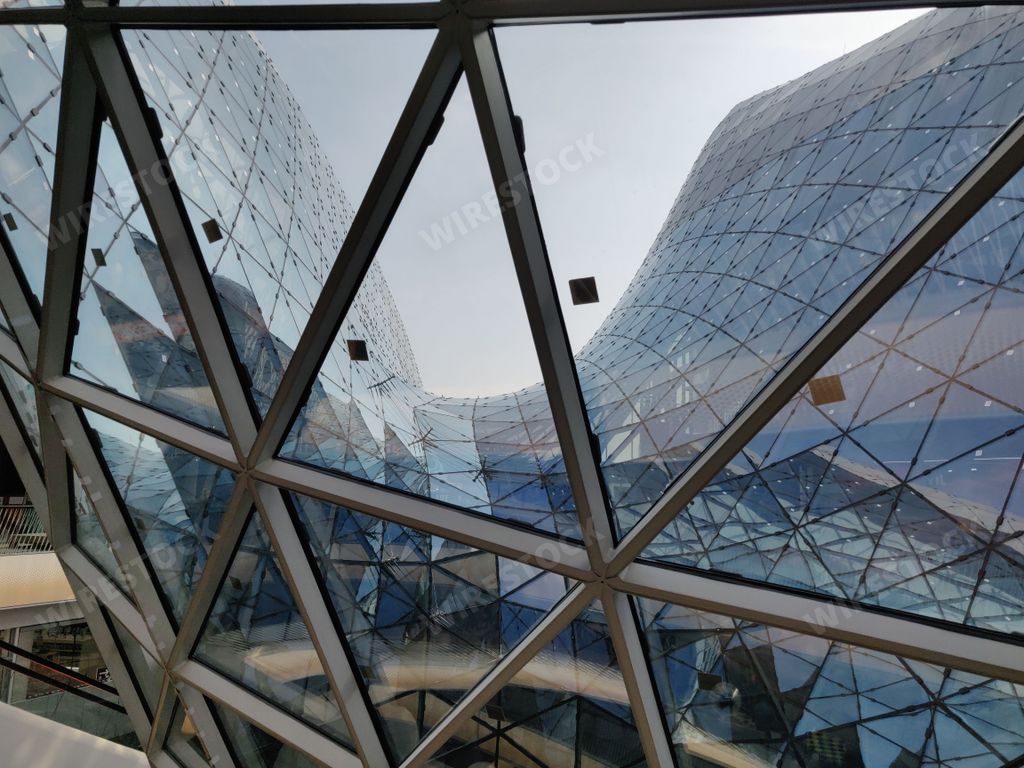 A glassed panoramic window view in Myzeil shopping centre, Frankfurt, Germany