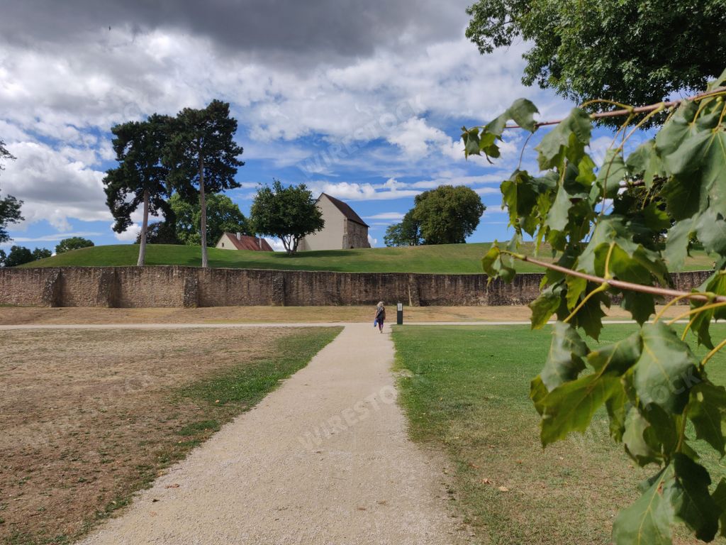 A beautiful shot of Lorsch Abbey or Imperial Abbey of Lorsch in heart town in Germany under blue cloudy sky
