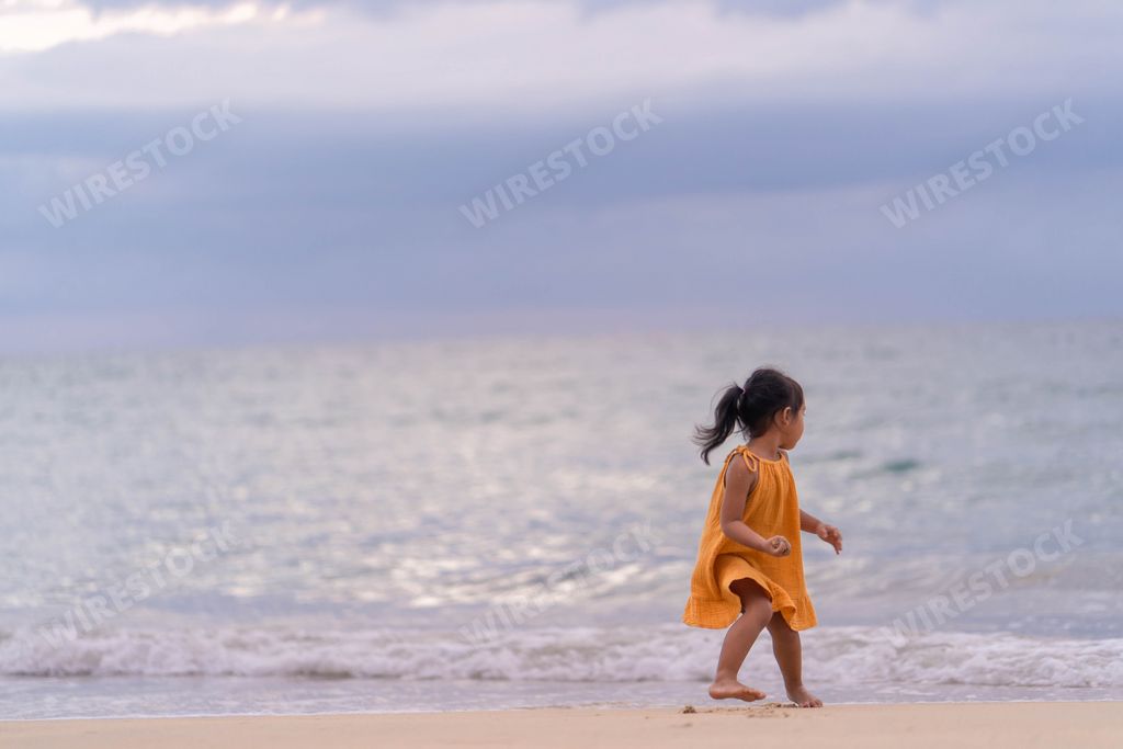 A cute little Thai girl at the beach