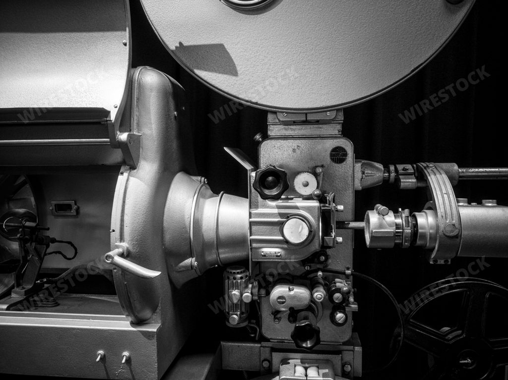 Old movie projector used to project 35mm movies in movie theaters