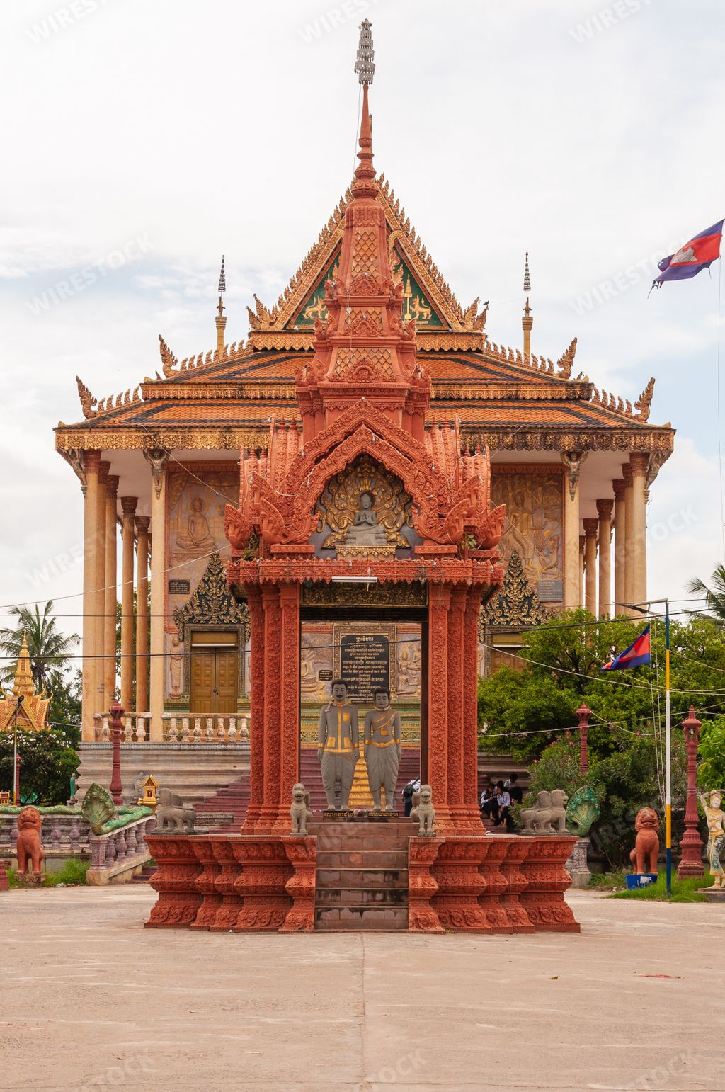 A vertical shot of an ancient historic landmark in Phnom Penh in Cambodia