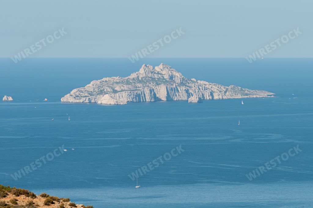 A scenic shot of the Calanques National Park with sea and mountain views in Marseille, France