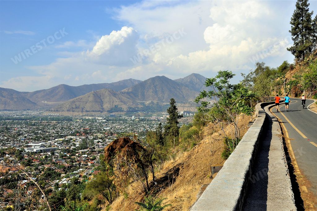 View of Santiago City in Chile from St-Christobal  mountain (Cero St.-Christobal)
