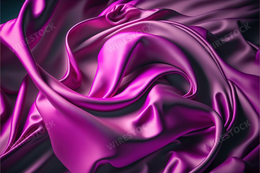 A piece of luxurious purple silk fabric with crisp, intricate folds and waves, AI-generated.