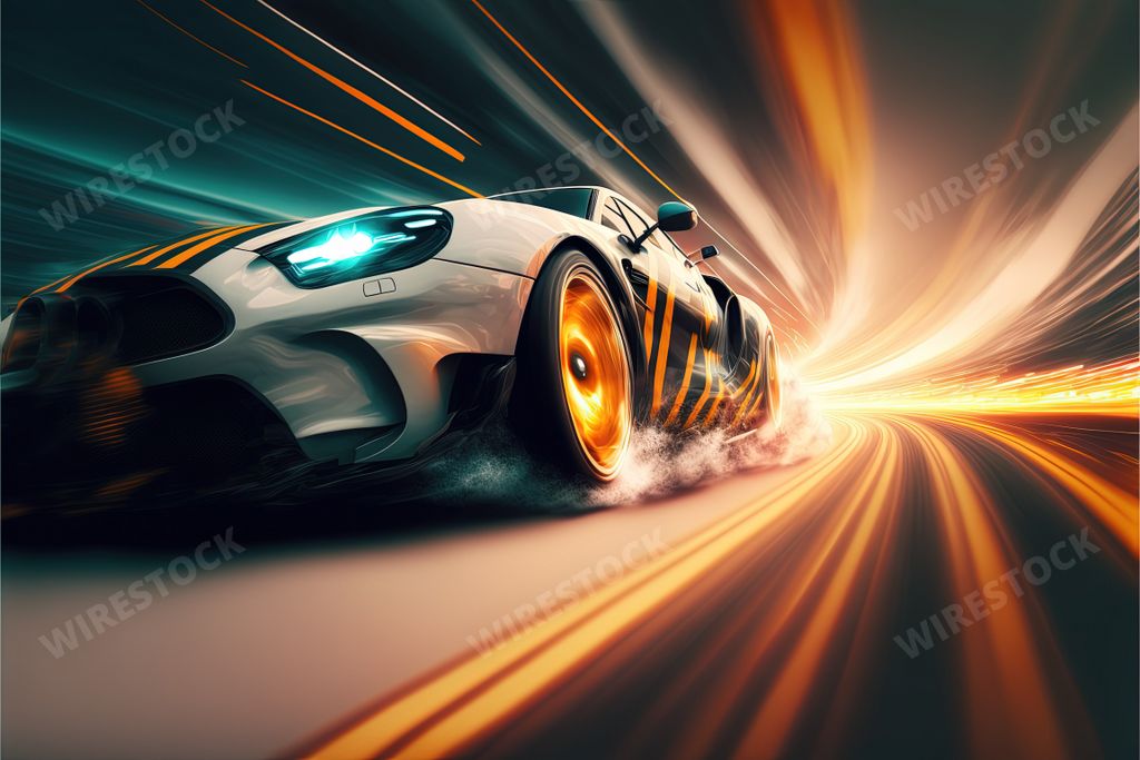 An AI generated illustration of a sports car in fast motion