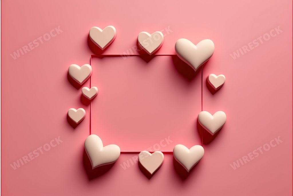 An AI generated illustration of hearts on a pink background - concept of love