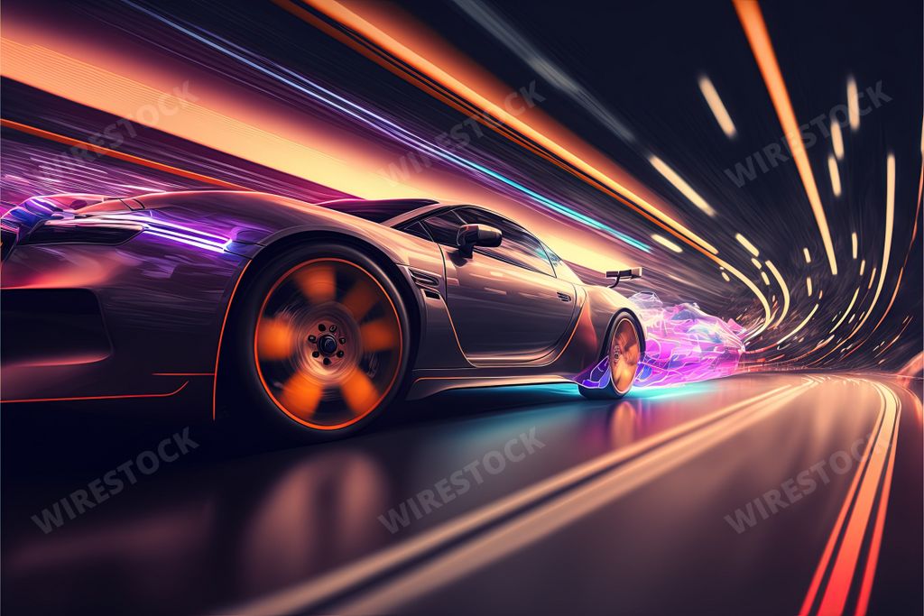 An AI generated illustration of a sports car in fast motion