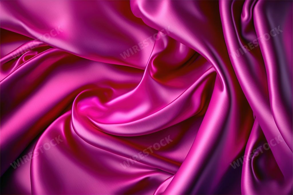 A piece of luxurious purple silk fabric with crisp, intricate folds and waves, AI-generated.
