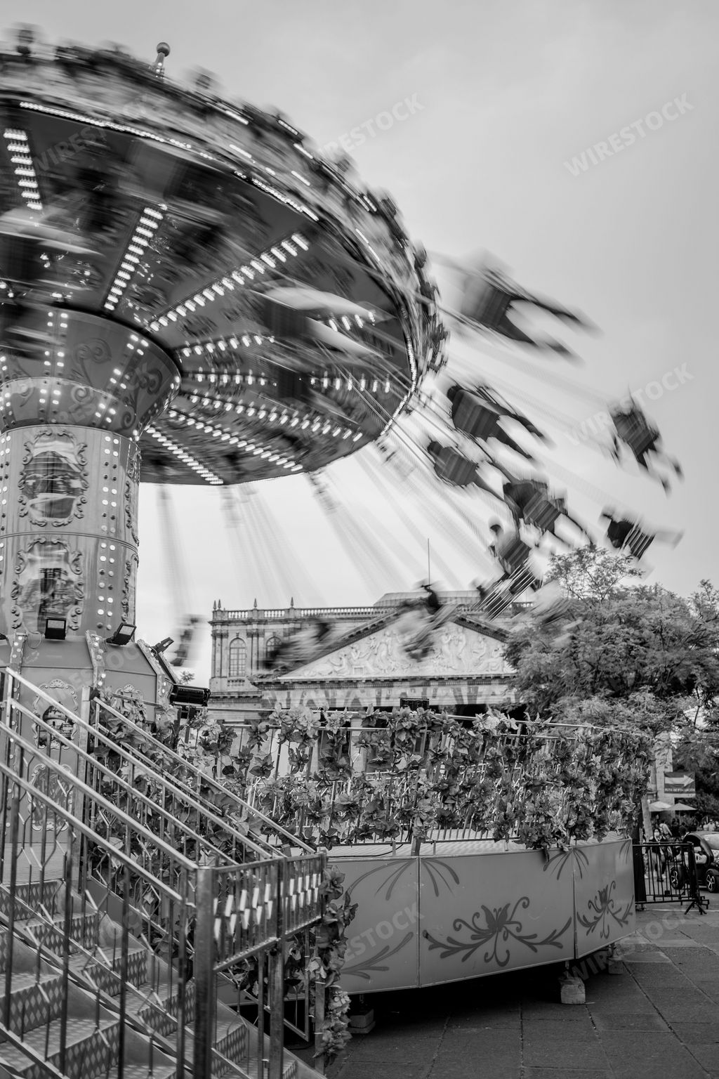 Merry Go Round long exposure during the Christmas celebrations at Downtown Cathedral in Guadalajara, Mexico