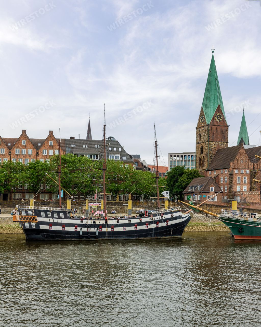 Bremen Germany Elbe River Boats old town Europe