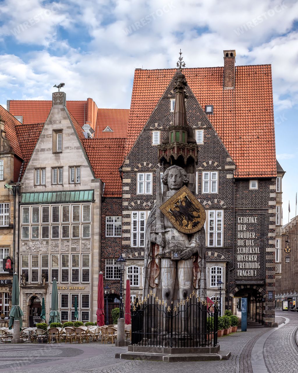 The Bremen Roland is a statue of Roland, erected in 1404. It stands in the market square of Bremen, Germany, facing the cathedral,