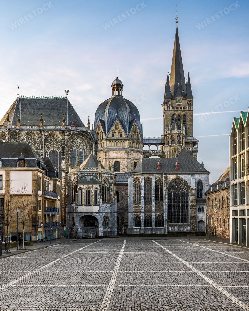 A scenic view of the beautiful architecture in Aachen, Germany