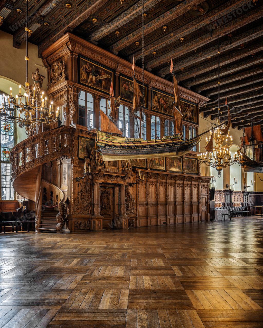 Beautiful interior of the medieval Town Hall of Bremen in Germany