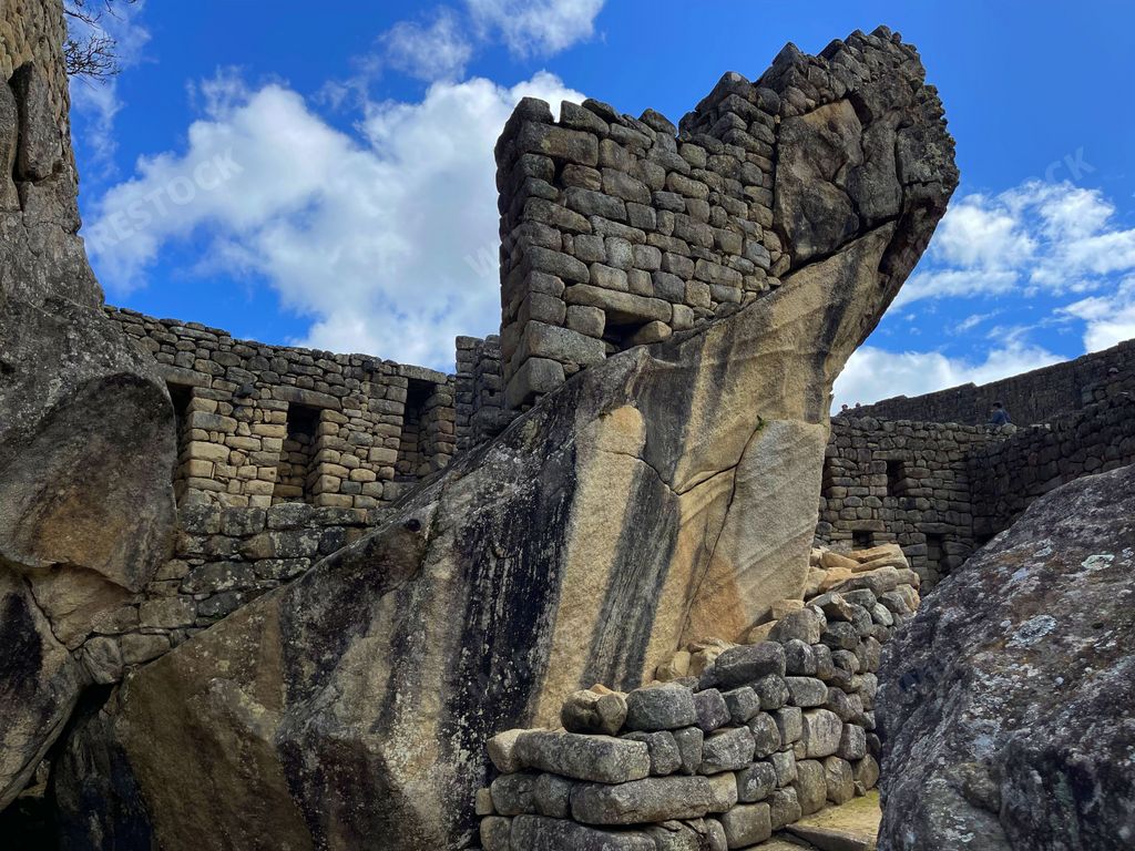 Ruins of the ancient Temple of the Condor archaeological site, located in Peru, Machu Picchu