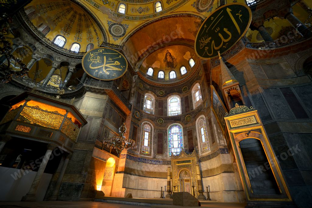 The inside of the Hagia Sophia Museum in Turkey