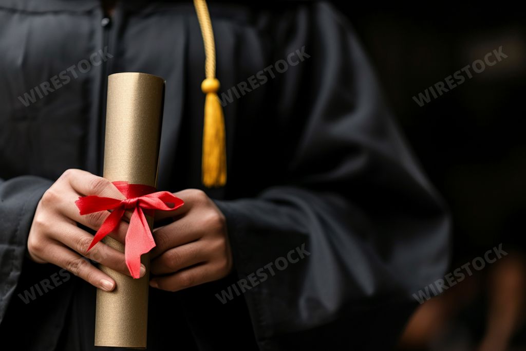 An AI generated illustration of a graduate holding a diploma