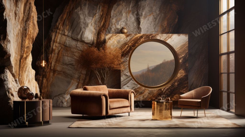 An AI generated illustration of a modern living room interior design