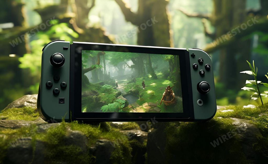 An AI generated illustration of Nintendo is introducing their next generation gaming console with two exciting new video games