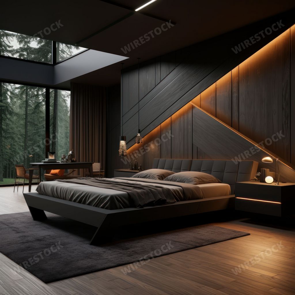 An AI generated illustration of a modern bedroom interior design