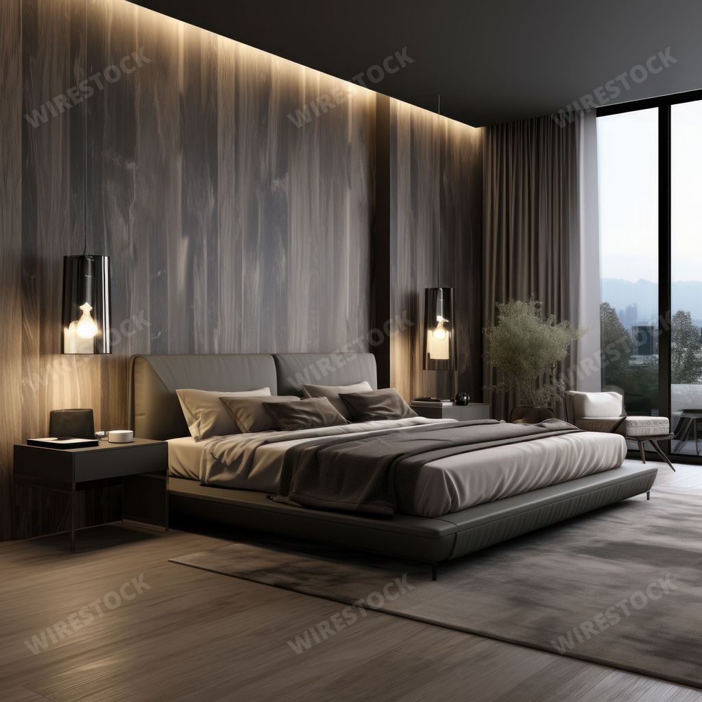 An AI generated illustration of a modern bedroom interior design