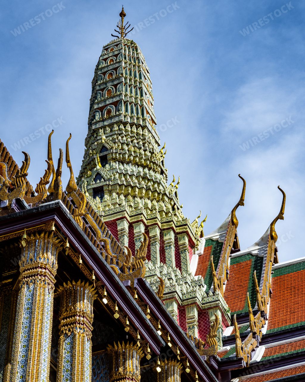 A beautiful view of Grand Palace and Emerald Buddha Temple Complex in Bangkok, Thailand