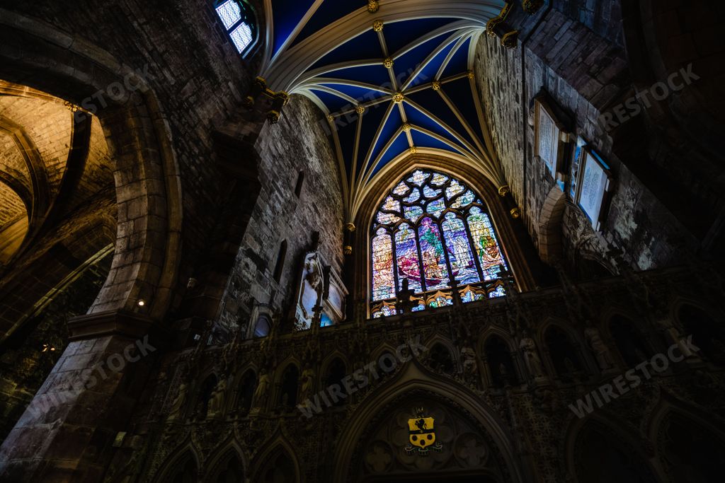 The interior of Saint Giles Cathedral or High Kirk of Edinburgh. Presbyterian Church, Scotland, UK