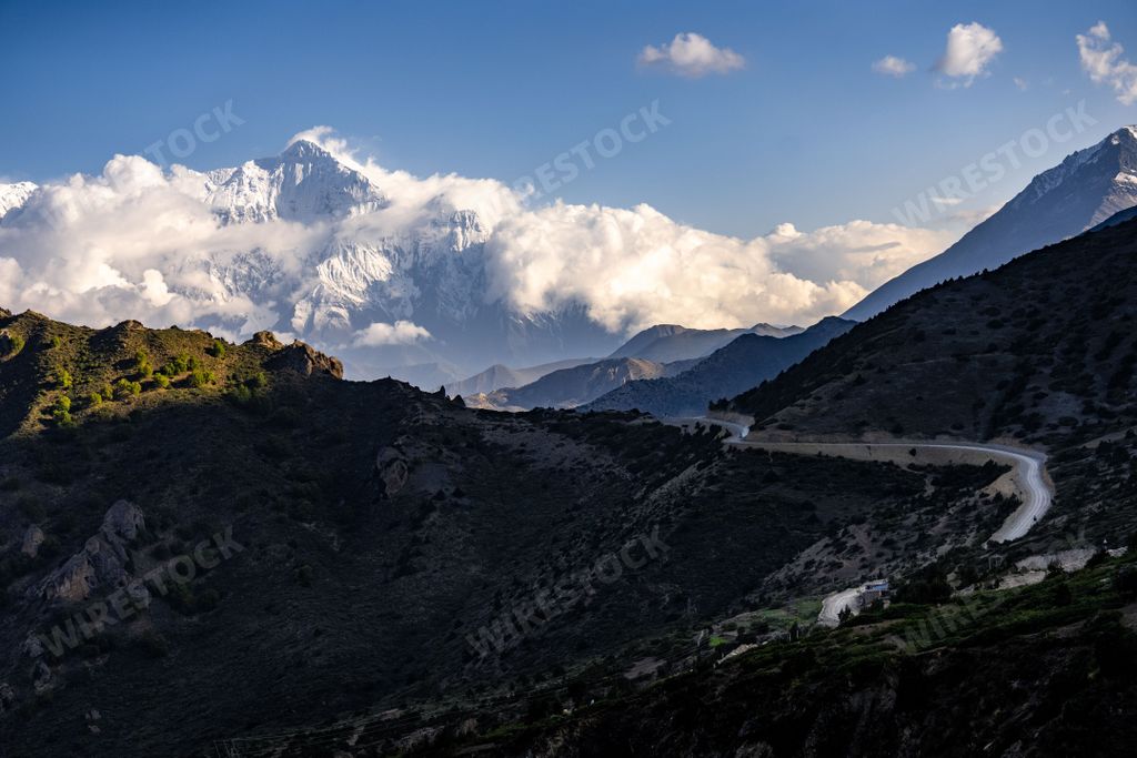 The Annapurna and Nilgiri, mountain range near Ghami, Upper Mustang, Himalaya, Nepal