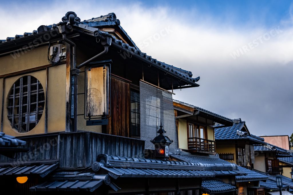 Beautiful traditional Japanese architecture in Kyoto, Japan during the winter