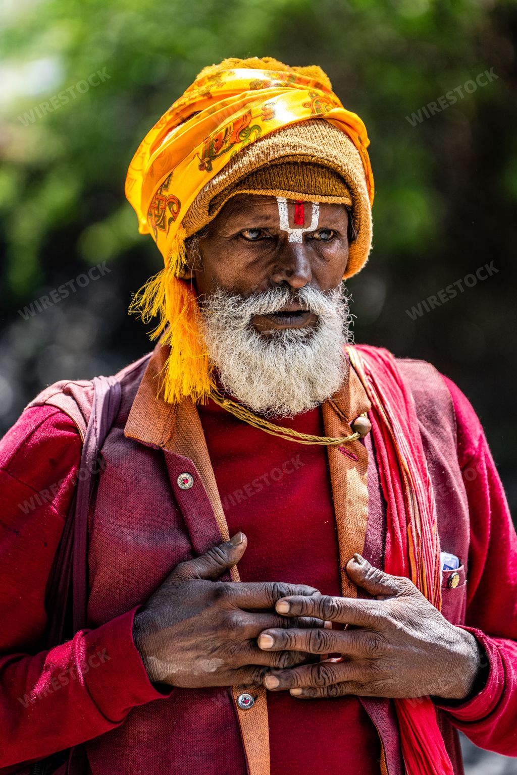 A vertical shot of Sadhu holy man