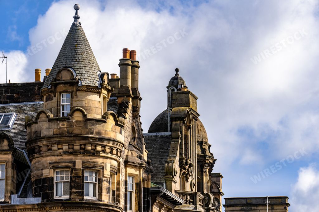 The old stone buildings on the Royal Mile in Edinburgh, Scotland