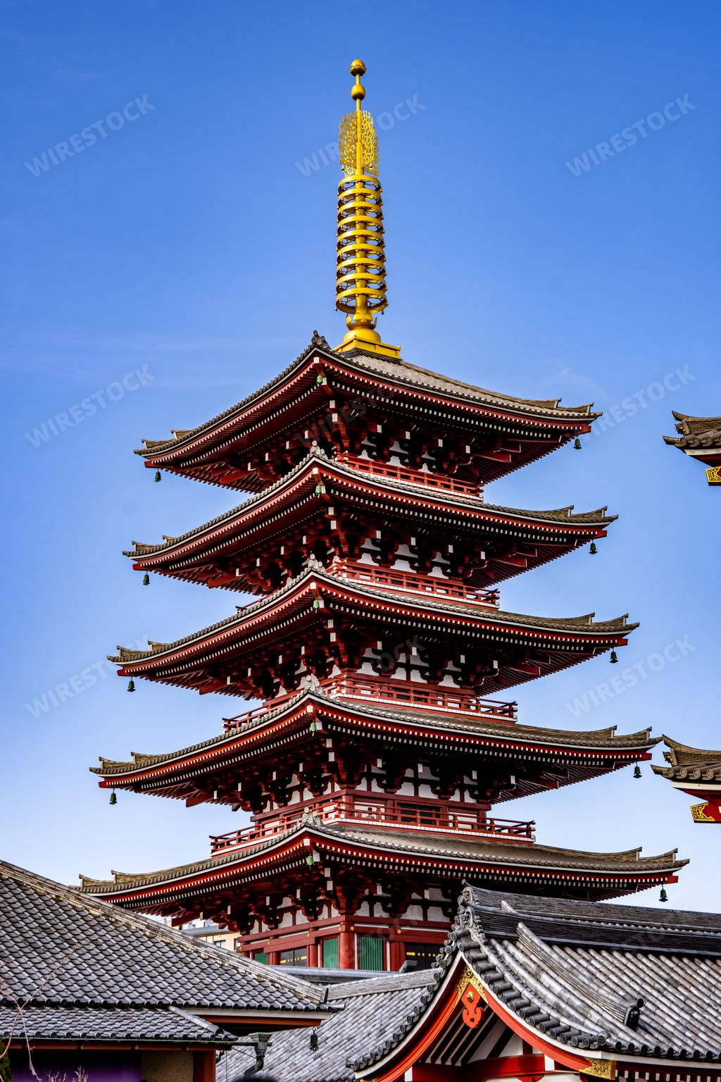 A Pagoda at the world-famous Sensoji Temple (Asakusa Kannon) in Tokyo Japan.