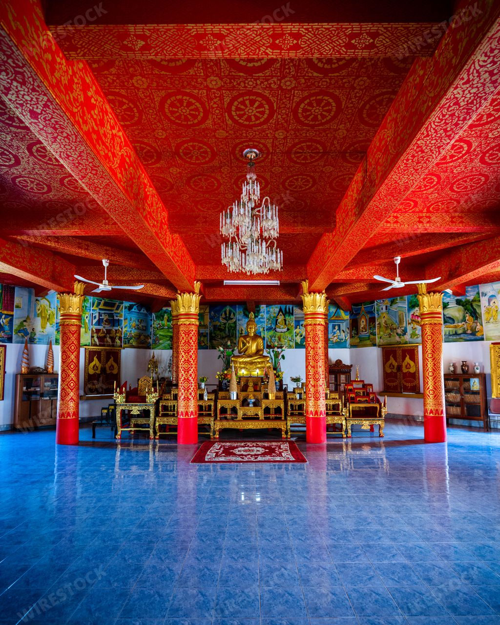 A beautiful shot of the interior of Wat Pa Phon Phao in Luang Prabang, Laos